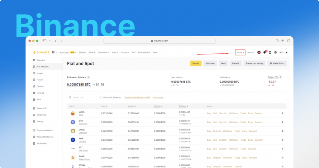 Binance Cryptocurrency Wallet